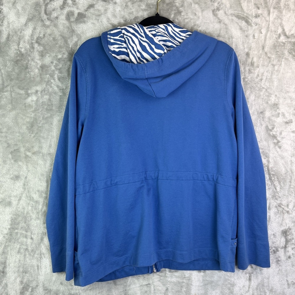 Jones New York Sport Blue Zip Up Pockets Tie Waist Hoodie Womens Zebra Size‎ XL - Picture 5 of 6